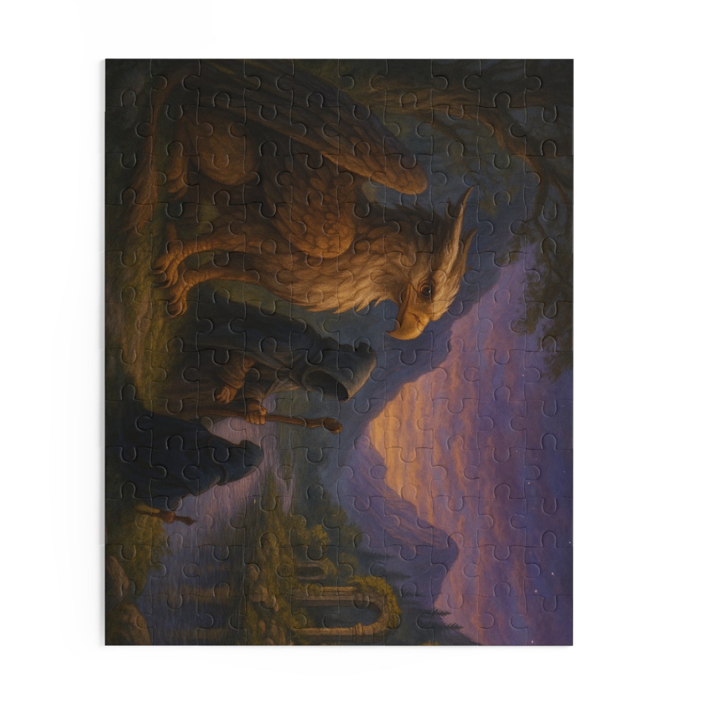 Enchanted Valley: Griffin and Mage at Twilight Puzzle