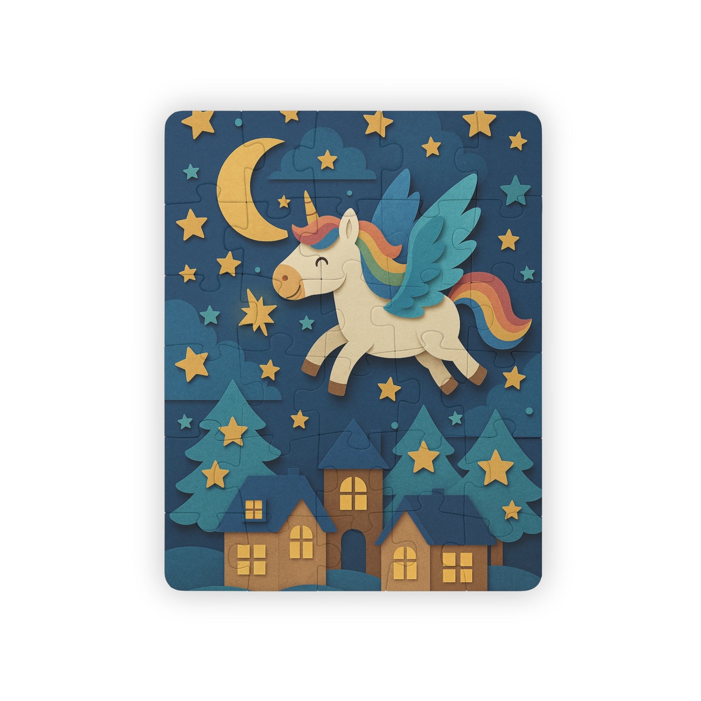 Magical Unicorn Flying Through the Night