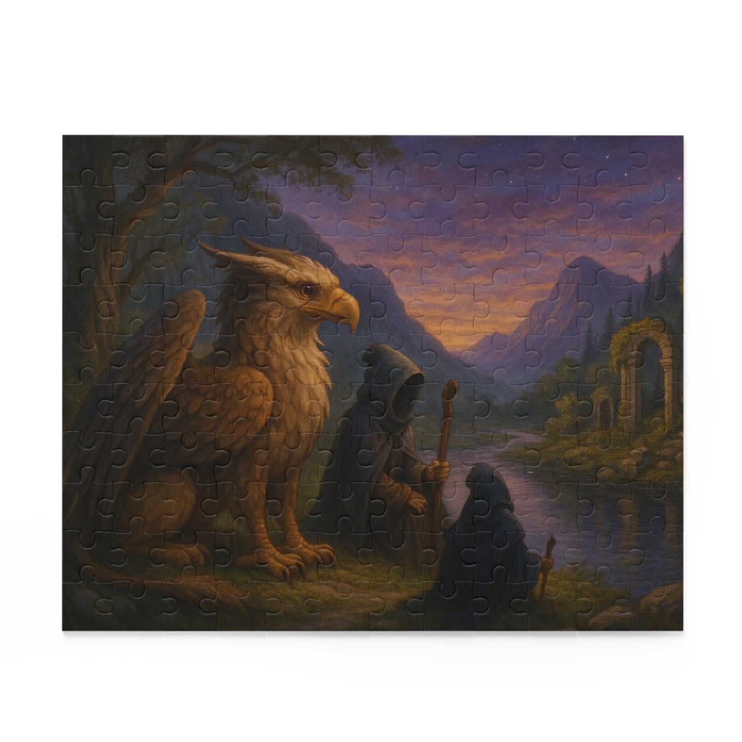Enchanted Valley: Griffin and Mage at Twilight Puzzle