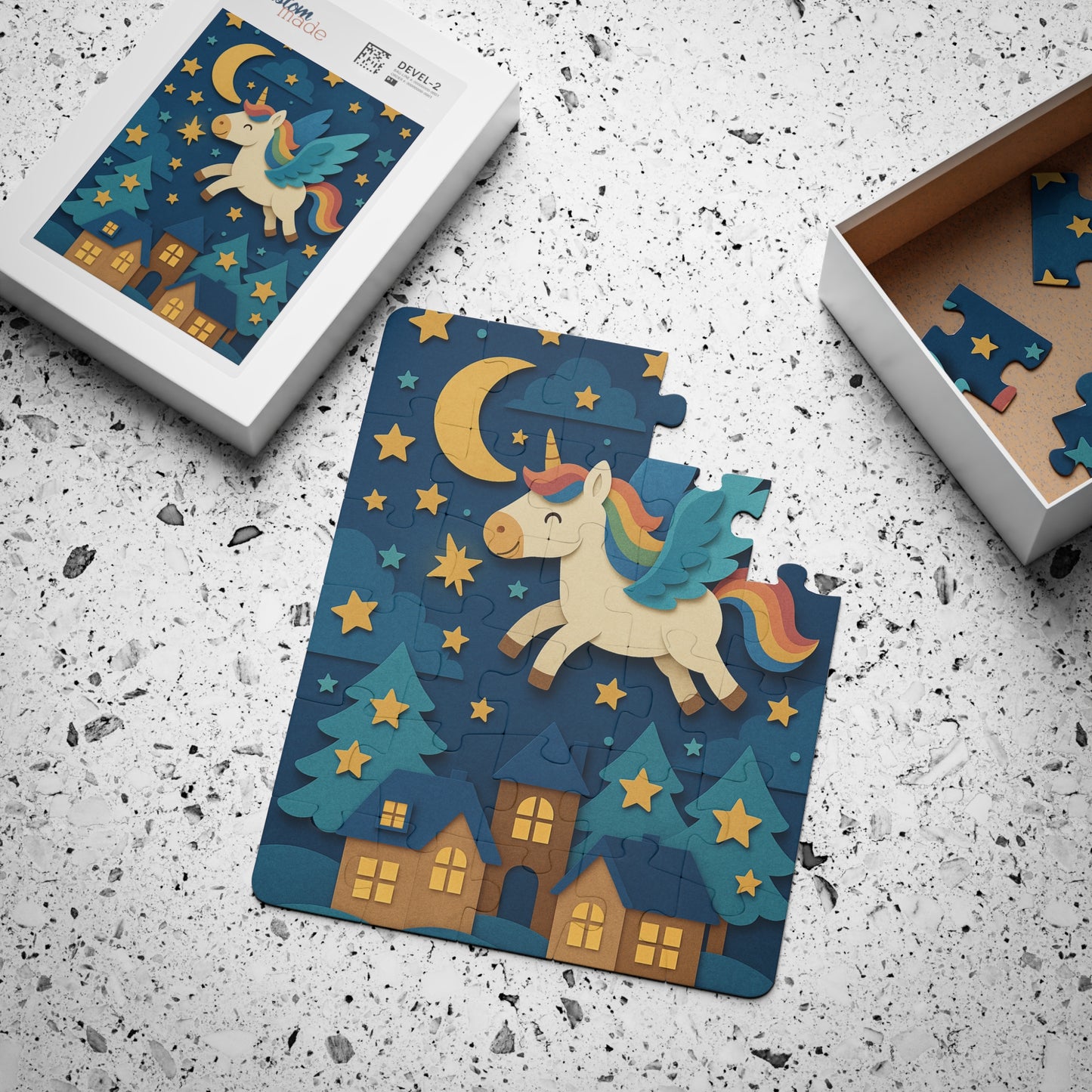 Magical Unicorn Flying Through the Night
