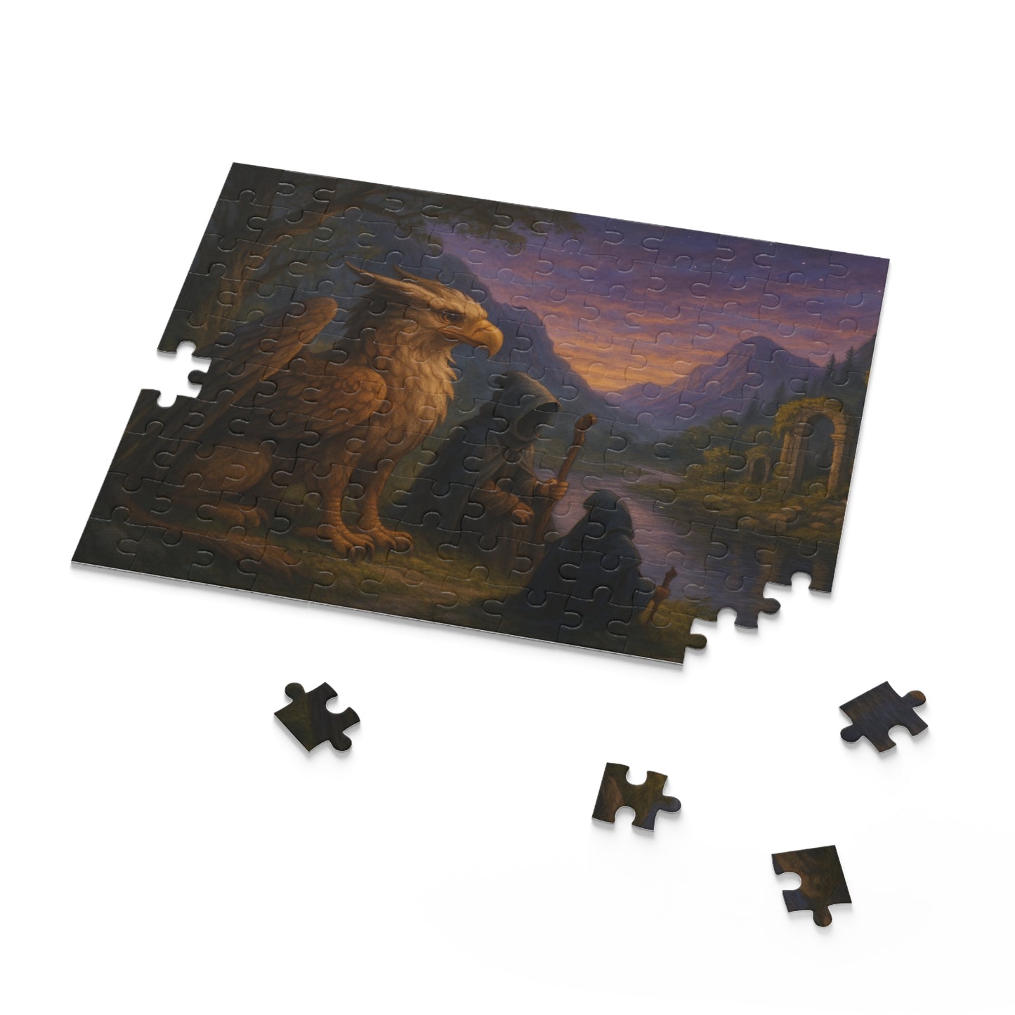Enchanted Valley: Griffin and Mage at Twilight Puzzle