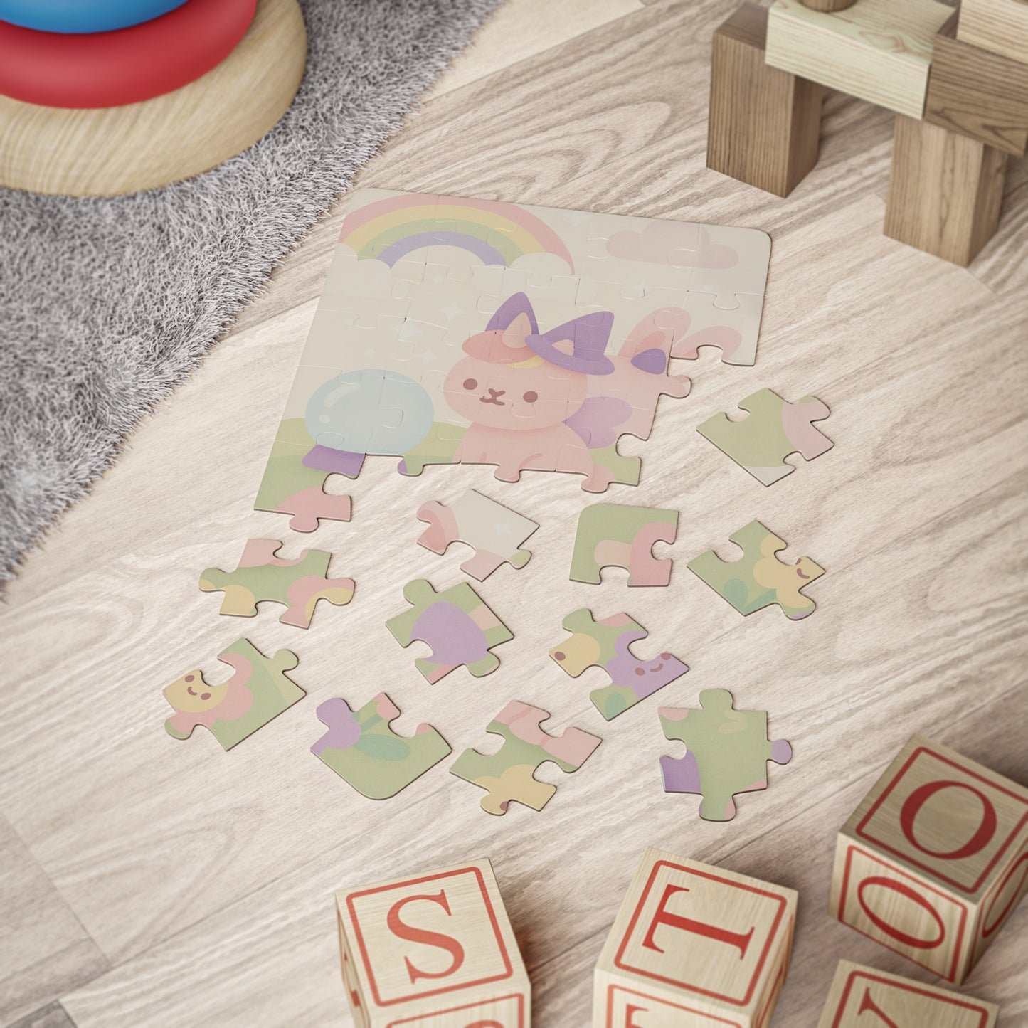Cute Rainbow Bunny Fantasy Land