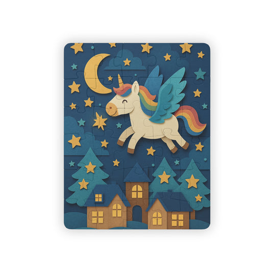 Magical Unicorn Flying Through the Night