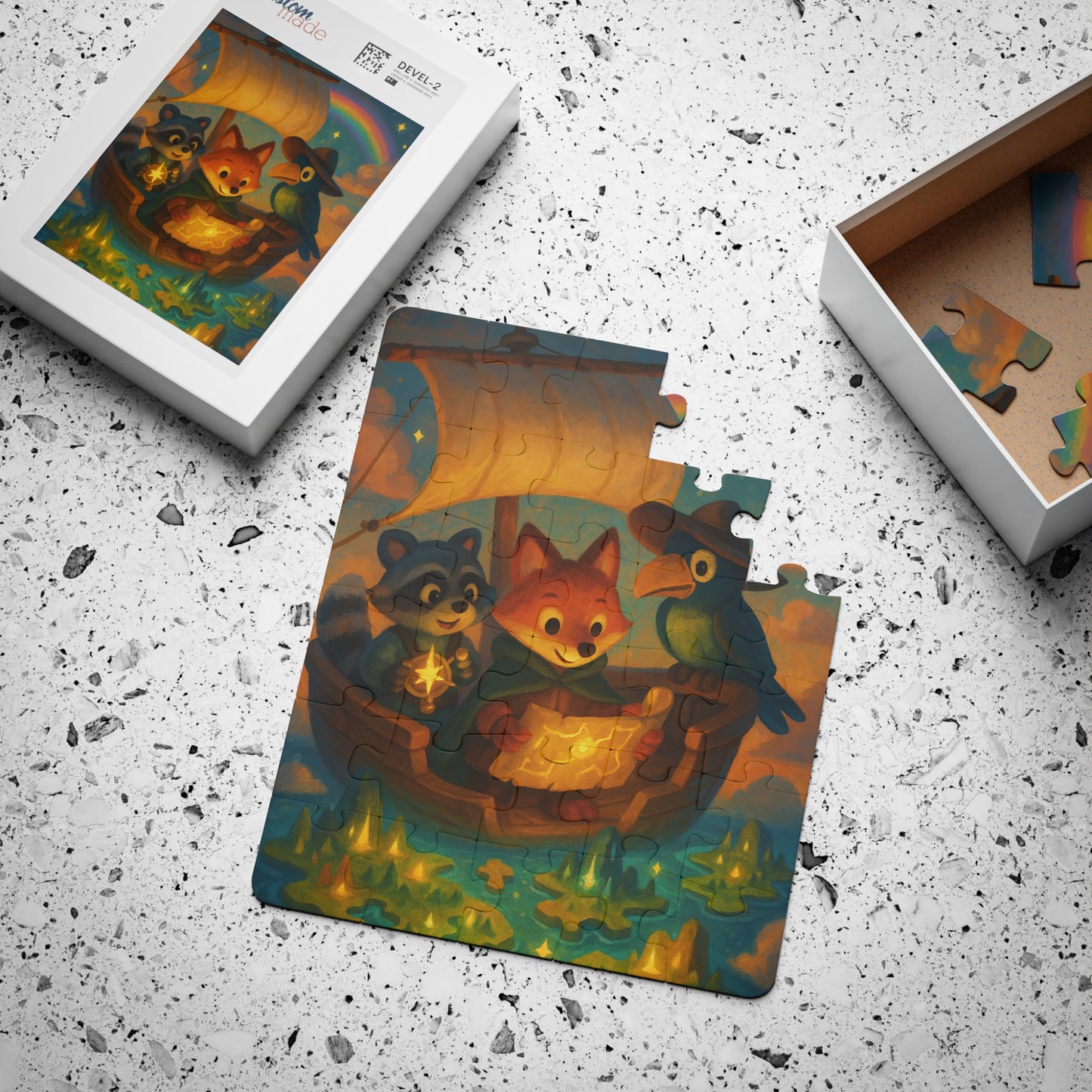 Fox and Racoon helping Parrot find the treasure | Colorful Animal Exploration