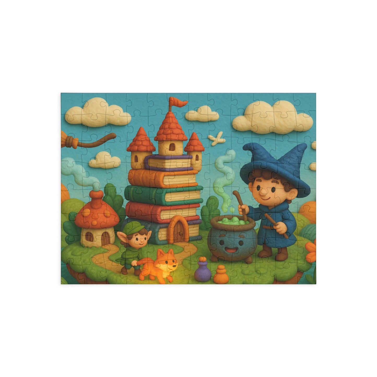 Floating Island Magic: Book Castle and Wizard Puzzle Scene
