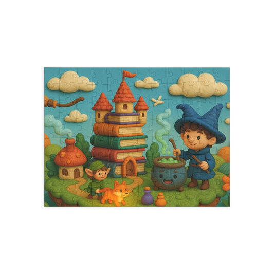 Floating Island Magic: Book Castle and Wizard Puzzle Scene