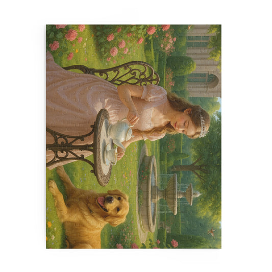 Charming Garden Princess Tea Party Puzzle - Perfect Gift for Princess Dog Lovers