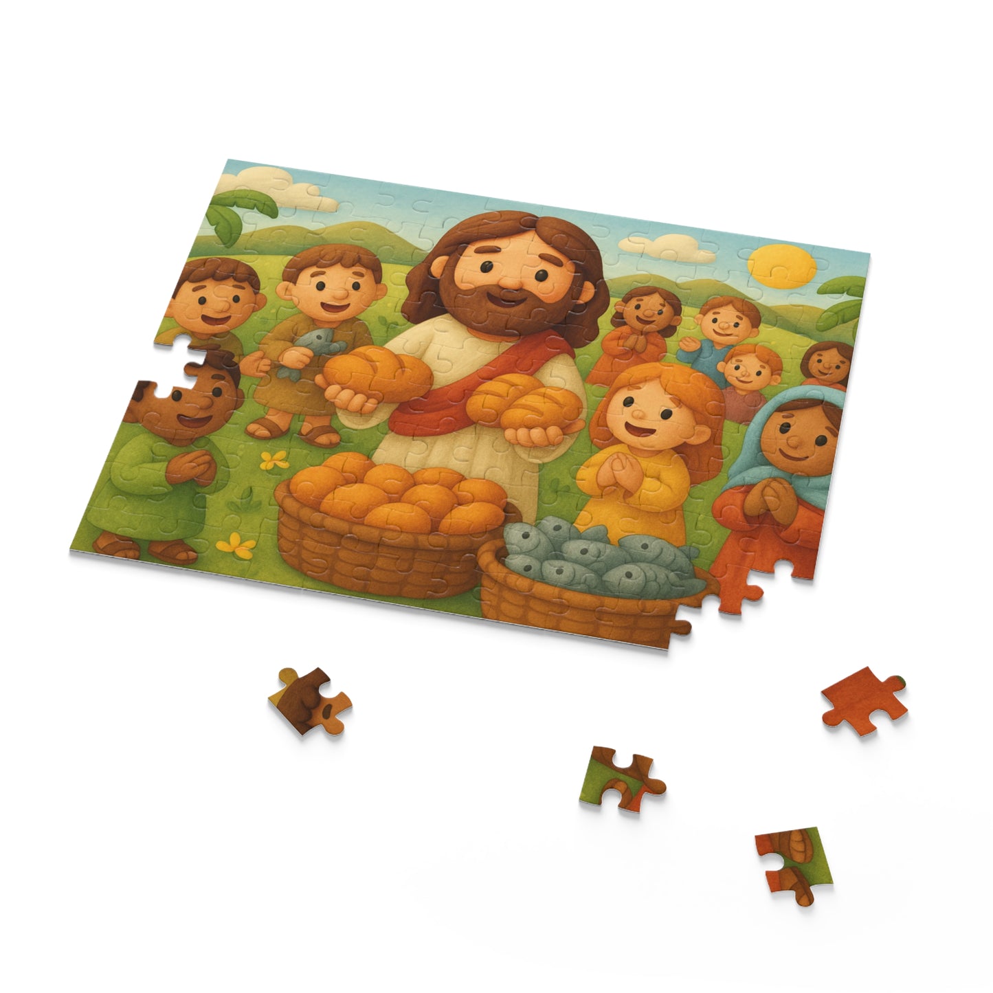 Jesus multiplying the bread and fish