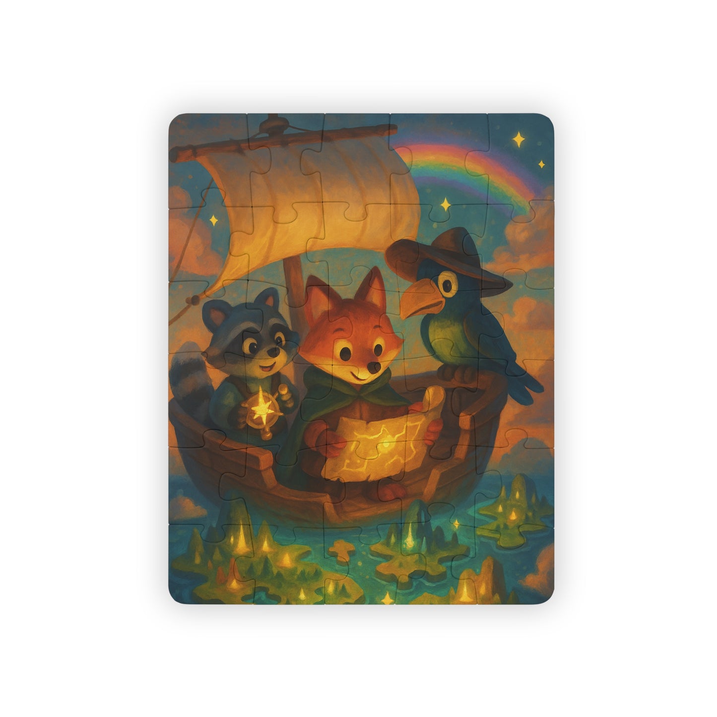 Fox and Racoon helping Parrot find the treasure | Colorful Animal Exploration