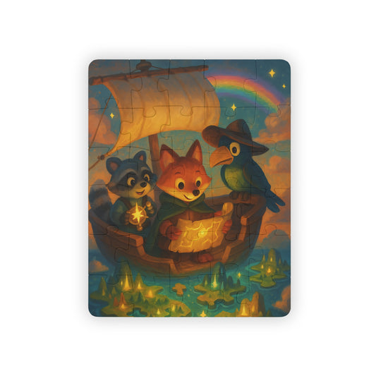 Fox and Racoon helping Parrot find the treasure | Colorful Animal Exploration