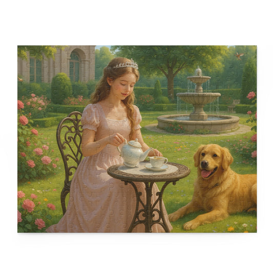 Charming Garden Princess Tea Party Puzzle - Perfect Gift for Princess Dog Lovers