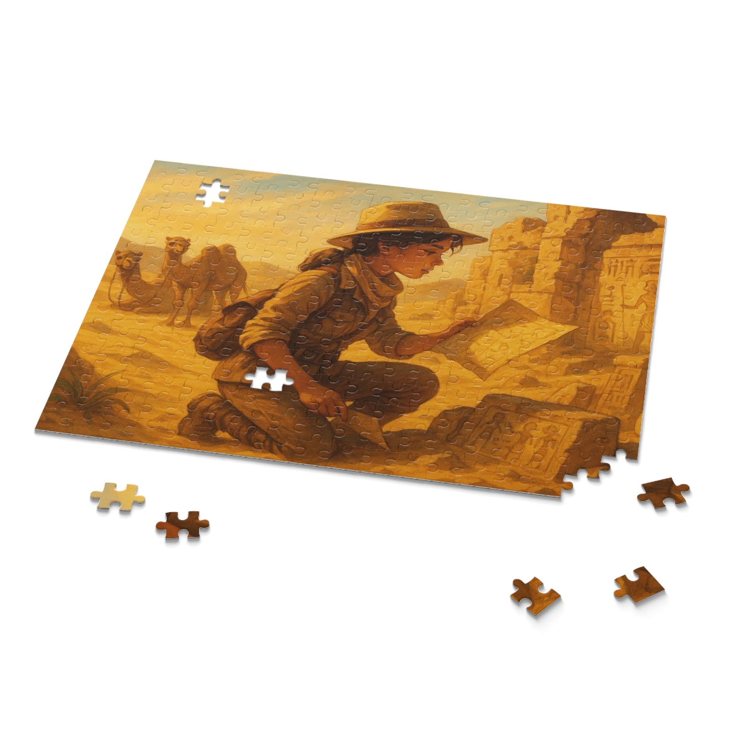 Explorer at Desert Ruins